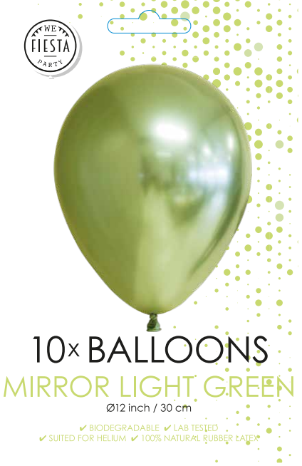 Chrome ballonnen 30 cm (10 stuks) lichtgroen