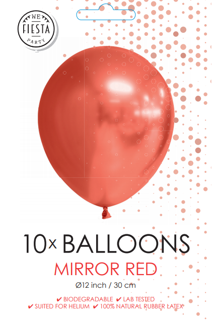 Chrome ballonnen 30 cm (10 stuks) rood