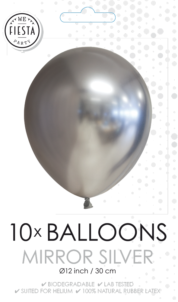 Chrome ballonnen 30 cm (10 stuks) zilver