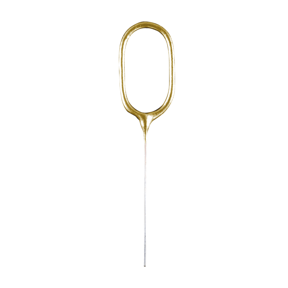 Goudkleurig cijfersterretje 0 van 16 cm voor op de taart
