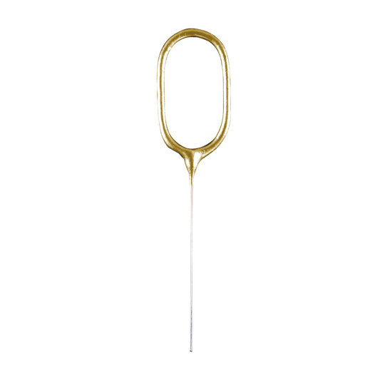 Goudkleurig cijfersterretje 0 van 16 cm voor op de taart