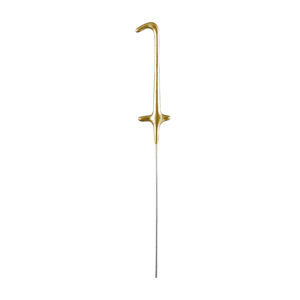 Goudkleurig cijfersterretje 1 van 16 cm voor op de taart