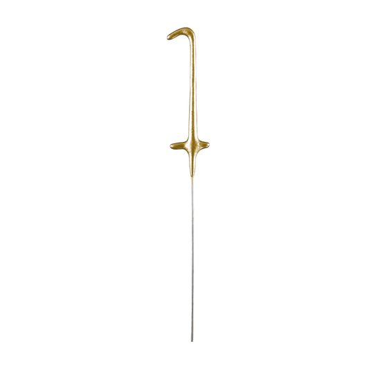 Goudkleurig cijfersterretje 1 van 16 cm voor op de taart