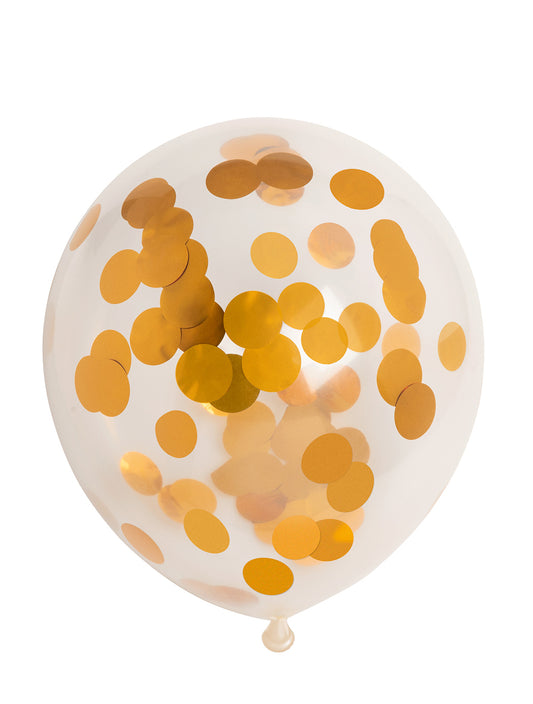 Confettiballonnen metallic confetti 30 cm (6 stuks) goud