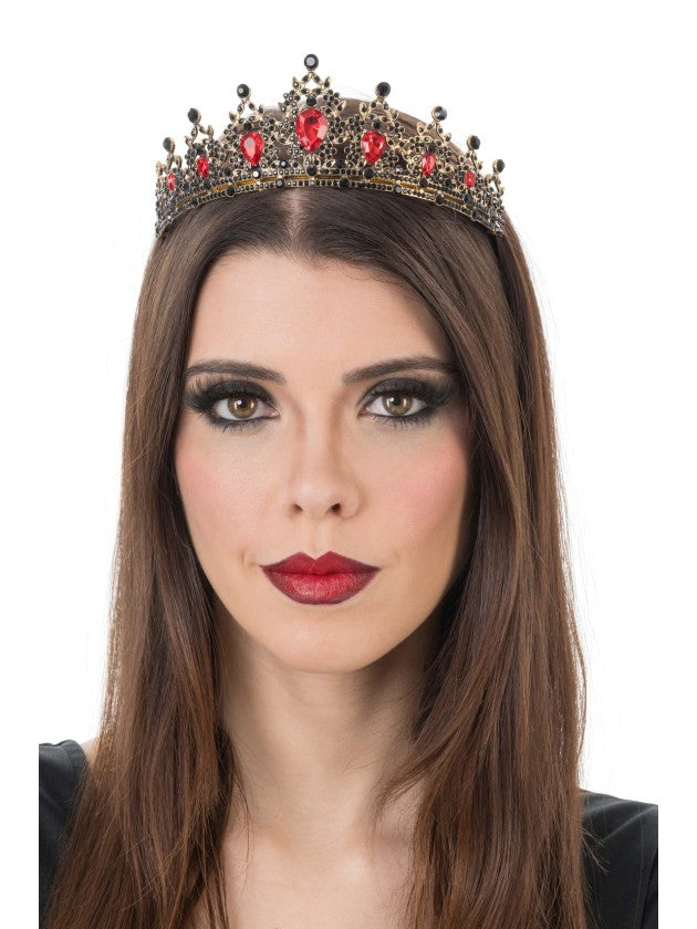 Tiara gotisch met rode en zwarte stenen - foto 3