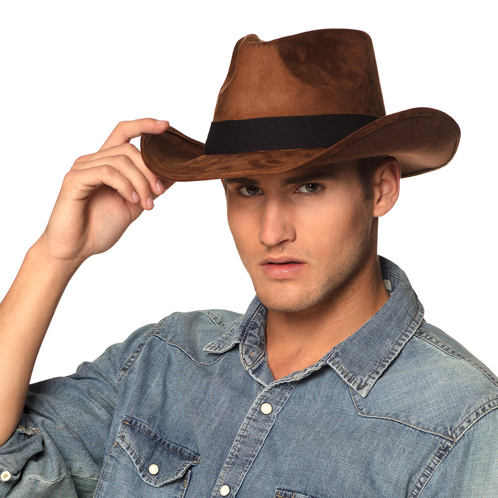 Bruine cowboyhoed Adventure met brede rand