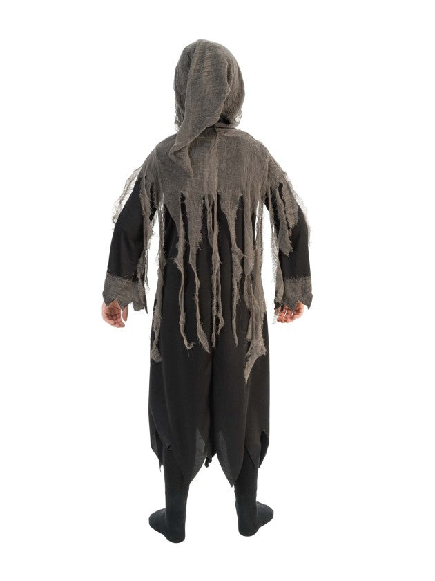Kind in doodskopkostuum met gerafelde kraag en masker - productfoto 2