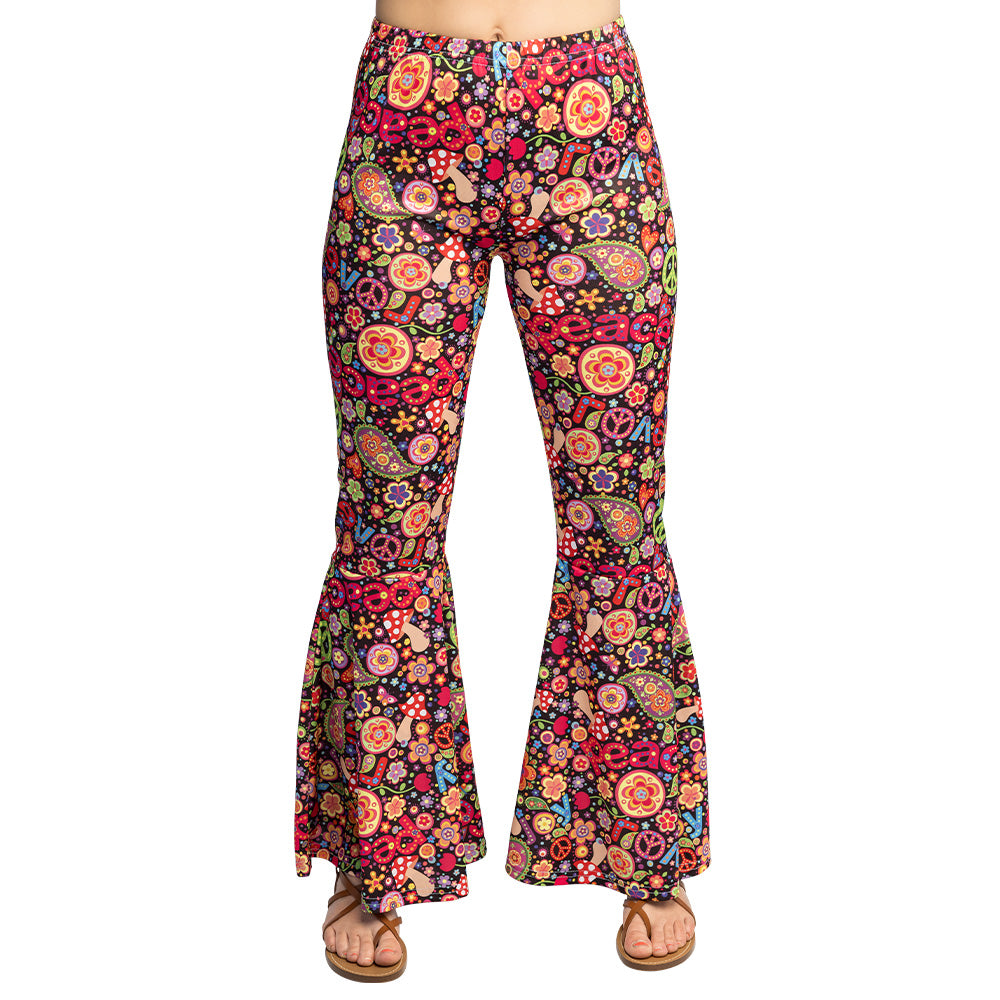 Stretch flarebroek met kleurrijke bloemenprint