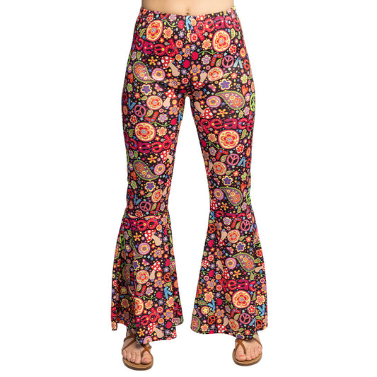 Stretch flarebroek met kleurrijke bloemenprint