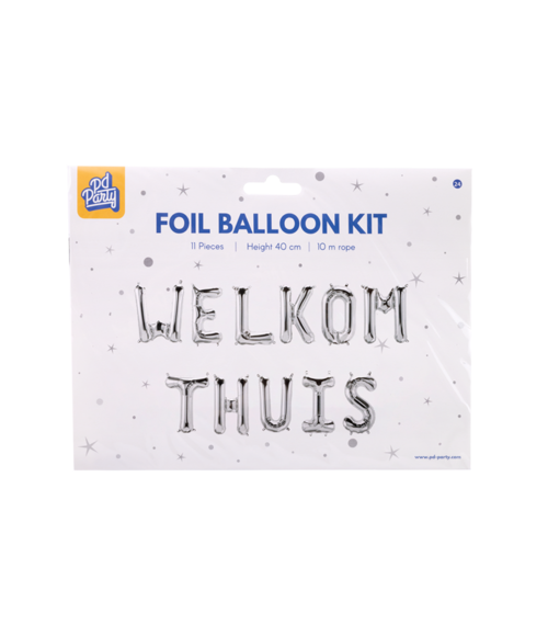 Folieballonset Welkom thuis zilver 40 cm, foto 2