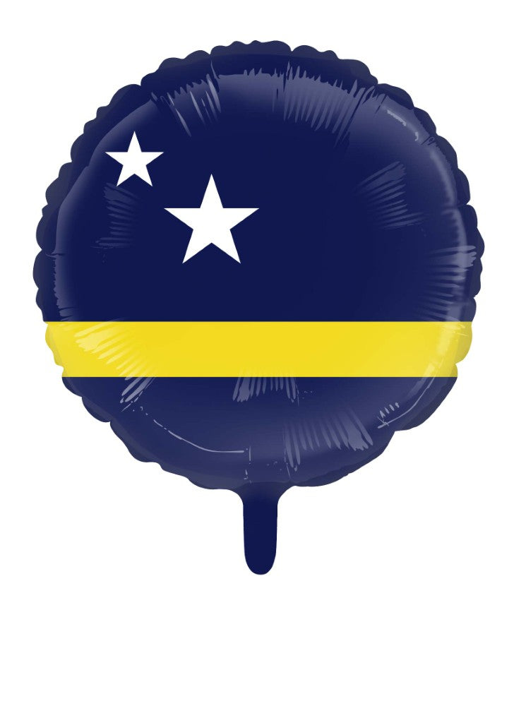 Ronde folieballon met de vlag van Curaçao, 46 cm