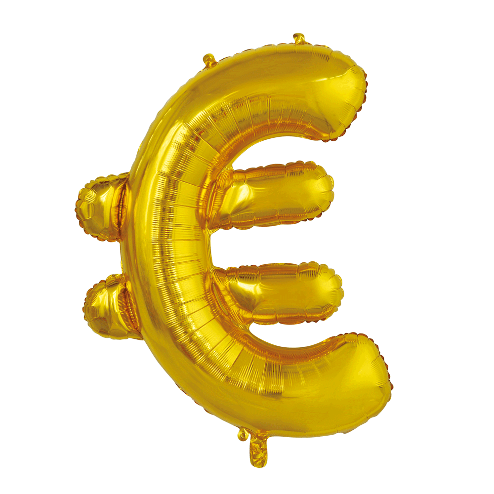 Gouden folieballon euroteken, 86 cm