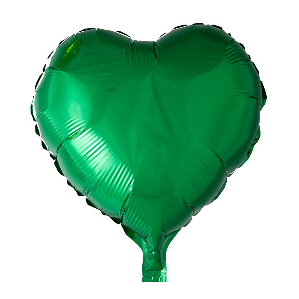 Hartvormige folieballon van 45 cm in groen