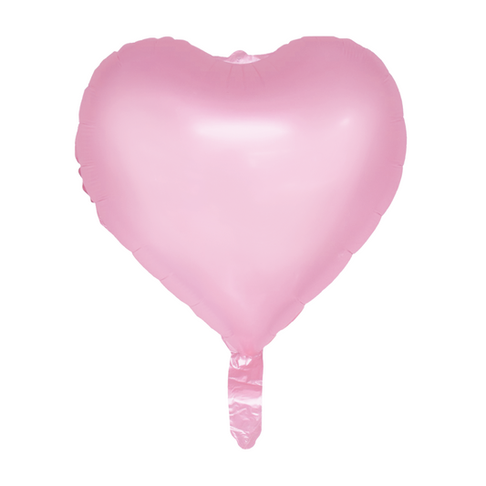 Hartvormige folieballon van 45 cm in mat pastelroze