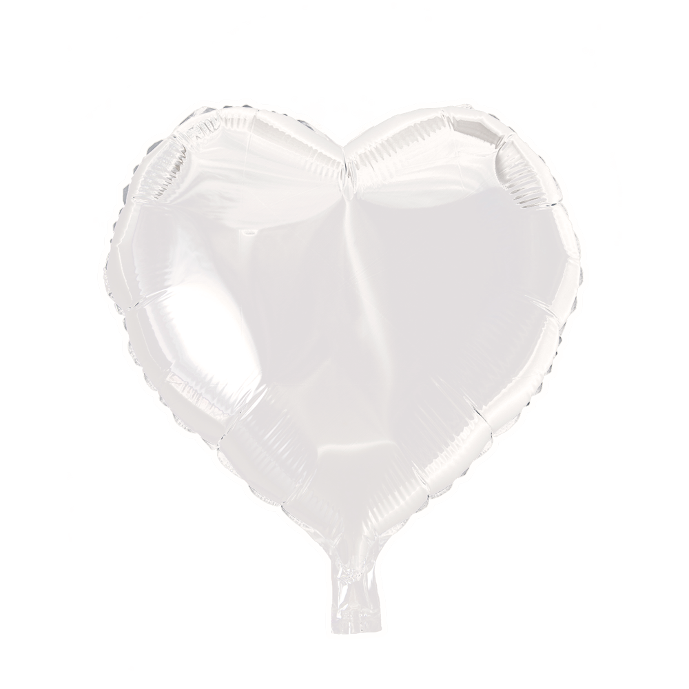 Hartvormige folieballon van 45 cm in wit