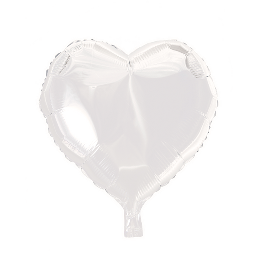 Hartvormige folieballon van 45 cm in wit