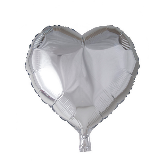 Hartvormige folieballon van 45 cm in zilver