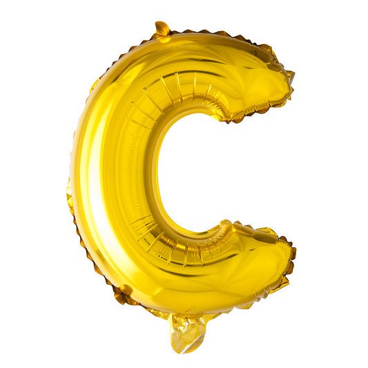 Goudkleurige XL folieballon in de vorm van de letter C, 101 cm hoog