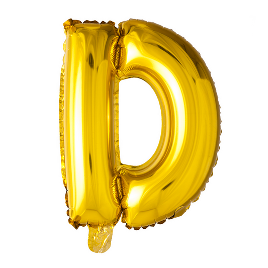 Goudkleurige XL folieballon in de vorm van de letter D, 101 cm hoog