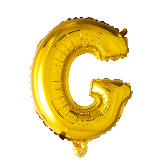 Goudkleurige XL folieballon in de vorm van de letter G, 101 cm hoog