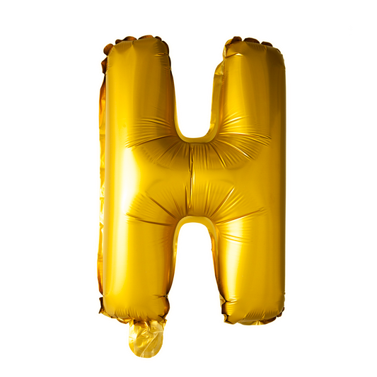Goudkleurige XL folieballon in de vorm van de letter H, 101 cm hoog