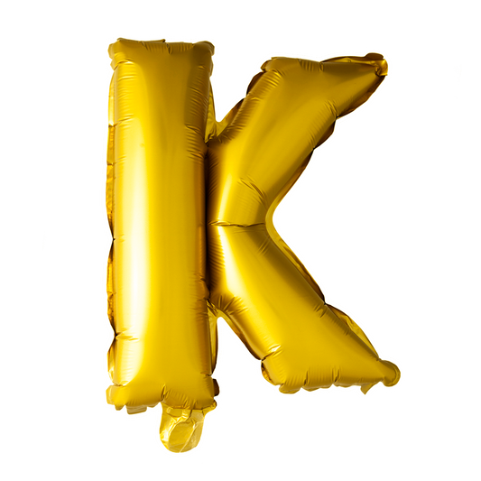 Goudkleurige XL folieballon in de vorm van de letter K, 101 cm hoog