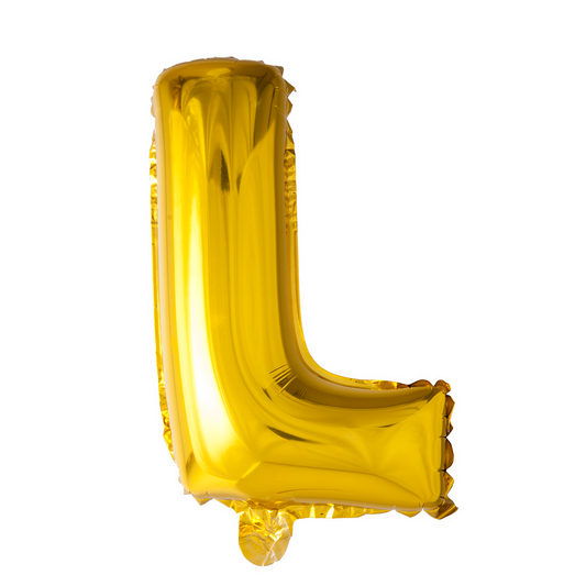 Goudkleurige XL folieballon in de vorm van de letter L, 101 cm hoog