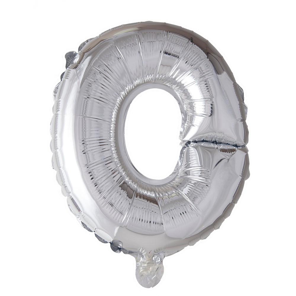 Zilverkleurige XL folieballon in de vorm van de letter O, 101 cm hoog