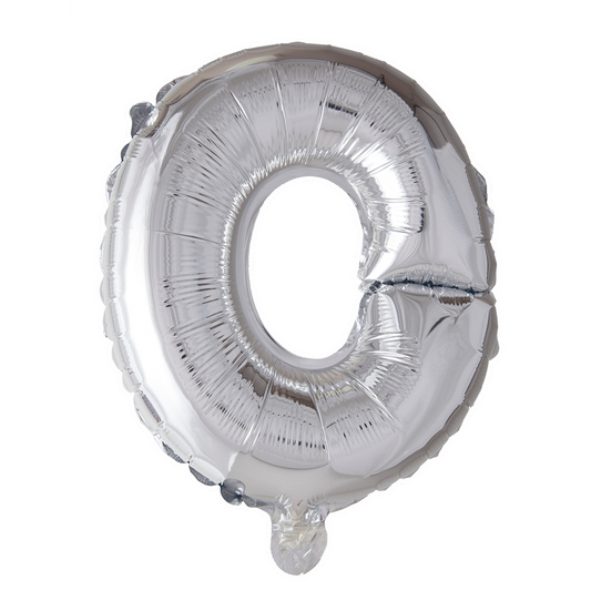 Zilverkleurige XL folieballon in de vorm van de letter O, 101 cm hoog