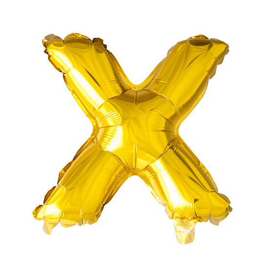 Goudkleurige XL folieballon in de vorm van de letter X, 101 cm hoog