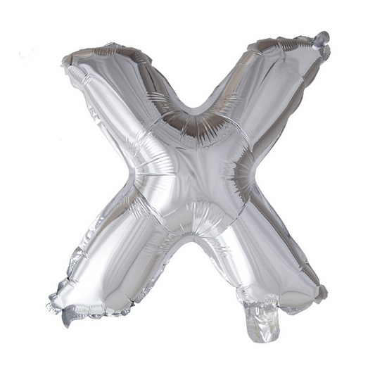 Zilverkleurige XL folieballon in de vorm van de letter X, 101 cm hoog