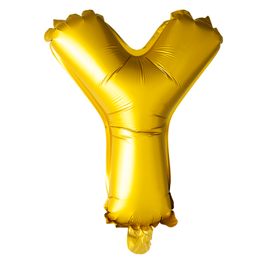 Goudkleurige XL folieballon in de vorm van de letter Y, 101 cm hoog