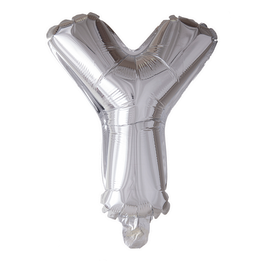 Zilverkleurige XL folieballon in de vorm van de letter Y, 101 cm hoog