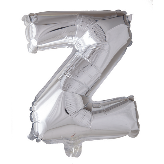 Zilverkleurige XL folieballon in de vorm van de letter Z, 101 cm hoog