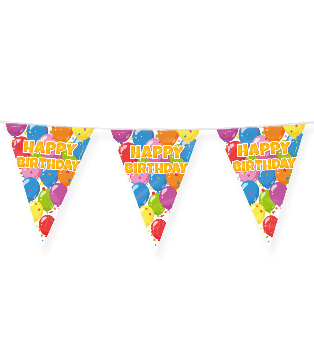 Vlaggenlijn Happy birthday ballonnen 10 meter