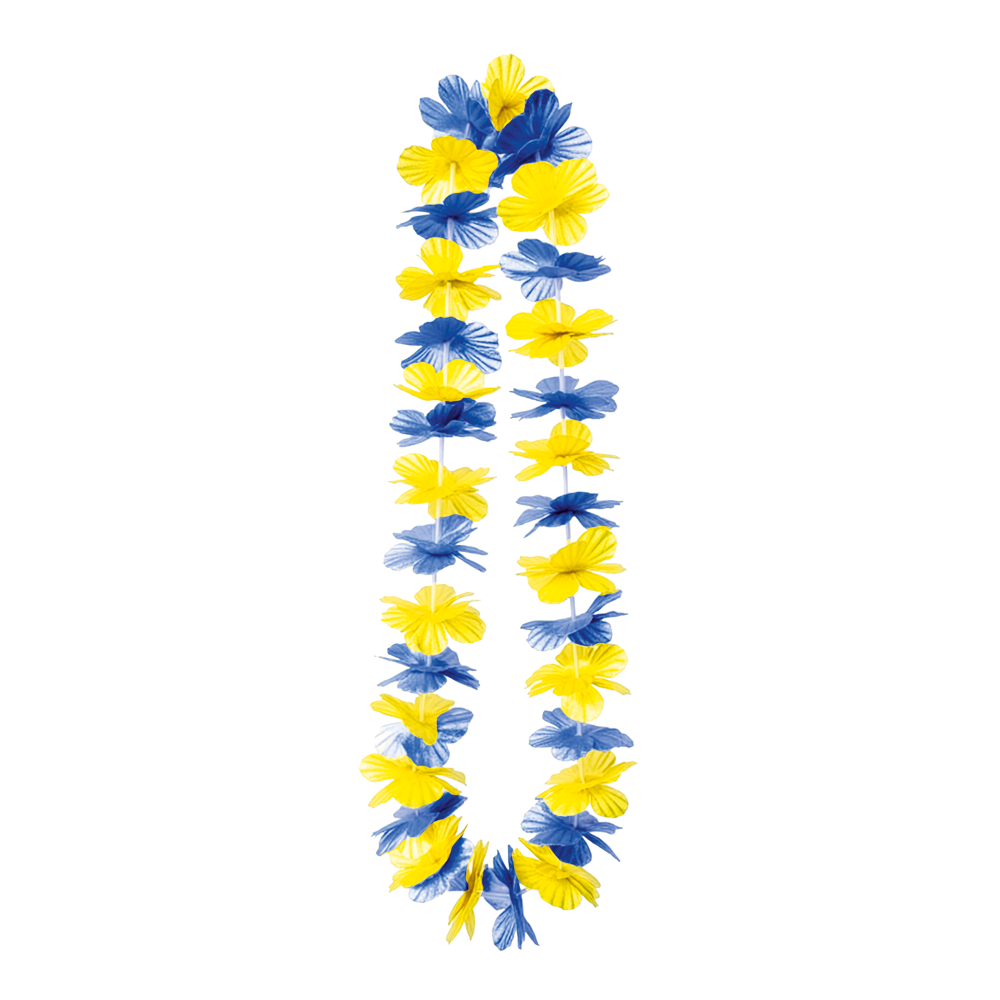 Hawaiiketting met blauwe en gele bloemen