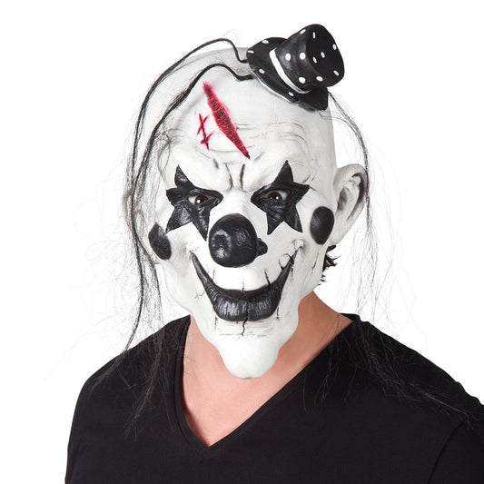 Latex hoofdmasker Psycho Clown met haar