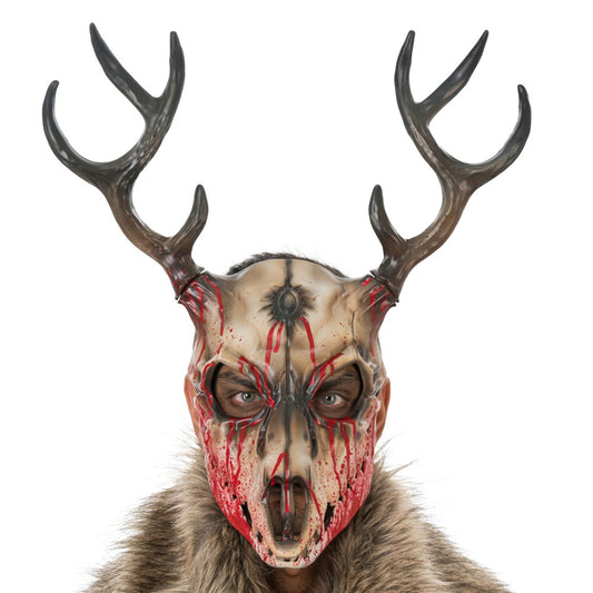 Schuimmasker bebloed beest met gewei