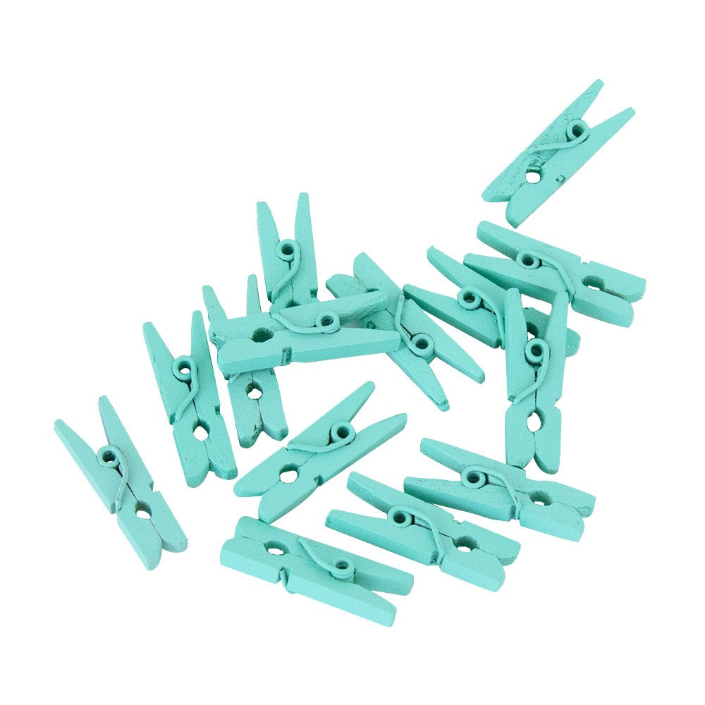 Mini-knijpertjes hout (24 stuks) mintgroen