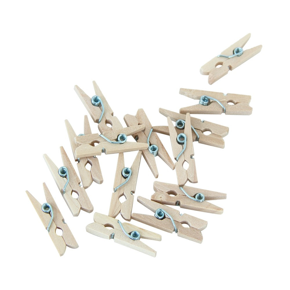 Mini-knijpertjes hout (24 stuks) naturel