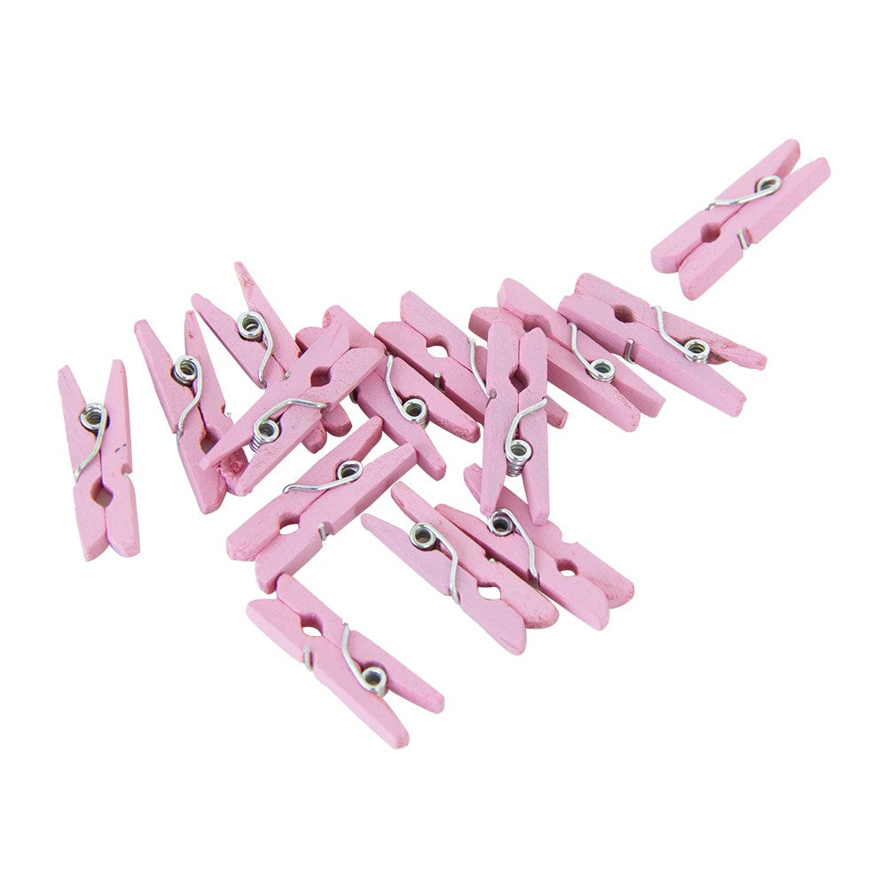 Mini-knijpertjes hout (24 stuks) roze