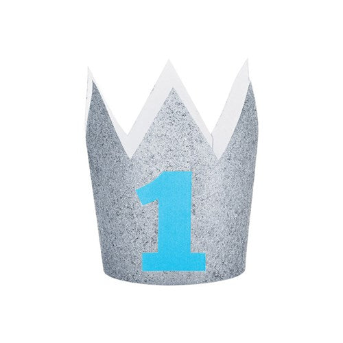 Mini kroon 1 jaar zilver met blauw