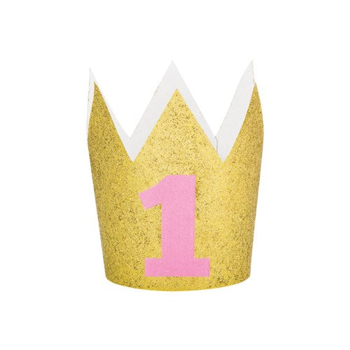 Mini kroon 1 jaar goud met roze