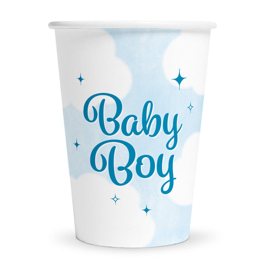 Papieren bekers met Baby Boy-opdruk, verpakking van 8 stuks
