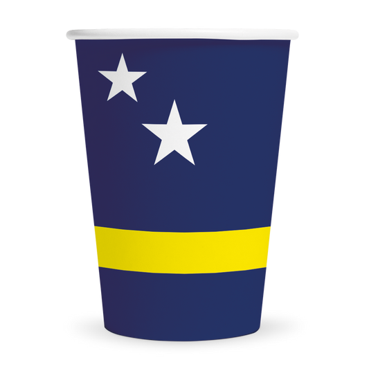 Papieren bekers met de vlag van Curaçao, verpakking van 8 stuks