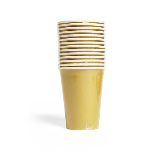 Gouden papieren bekers van 210 ml, verpakking van 14 stuks