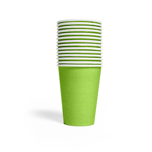 Limegroene papieren bekers van 210 ml, verpakking van 14 stuks