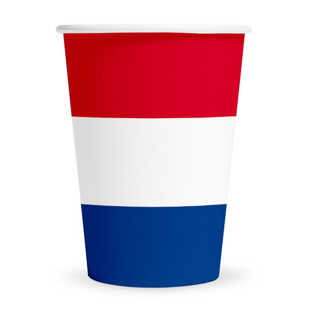 Papieren bekers met de vlag van Nederland, verpakking van 8 stuks
