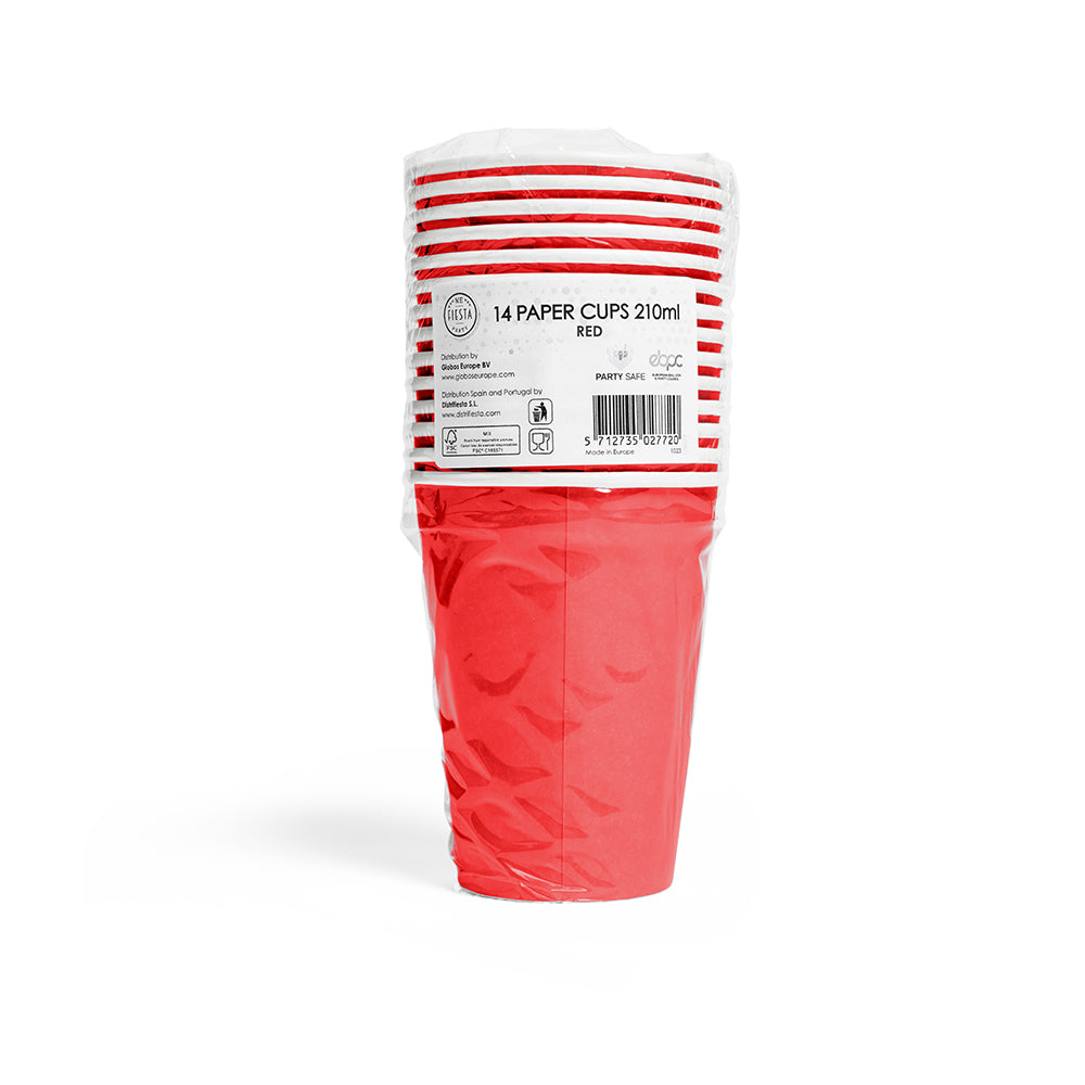Rode papieren bekers 210 ml 14 stuks - tweede productfoto