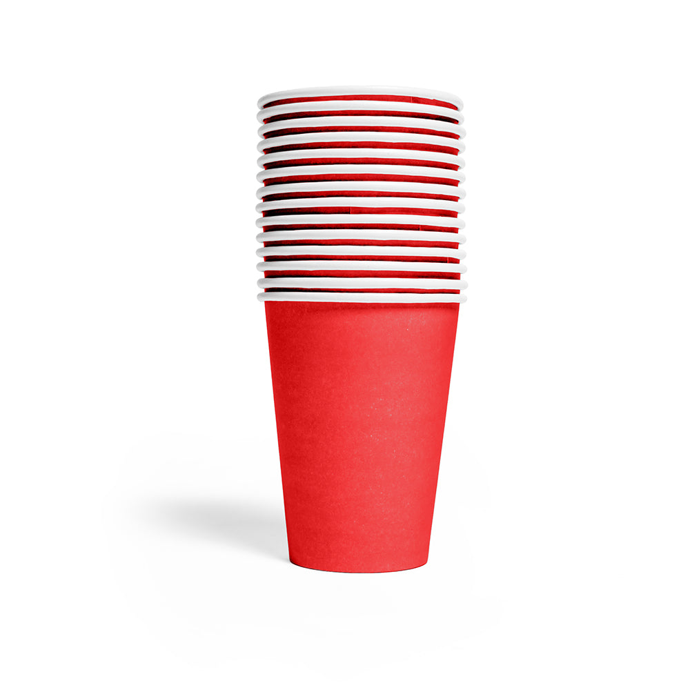 Rode papieren bekers van 210 ml, verpakking van 14 stuks